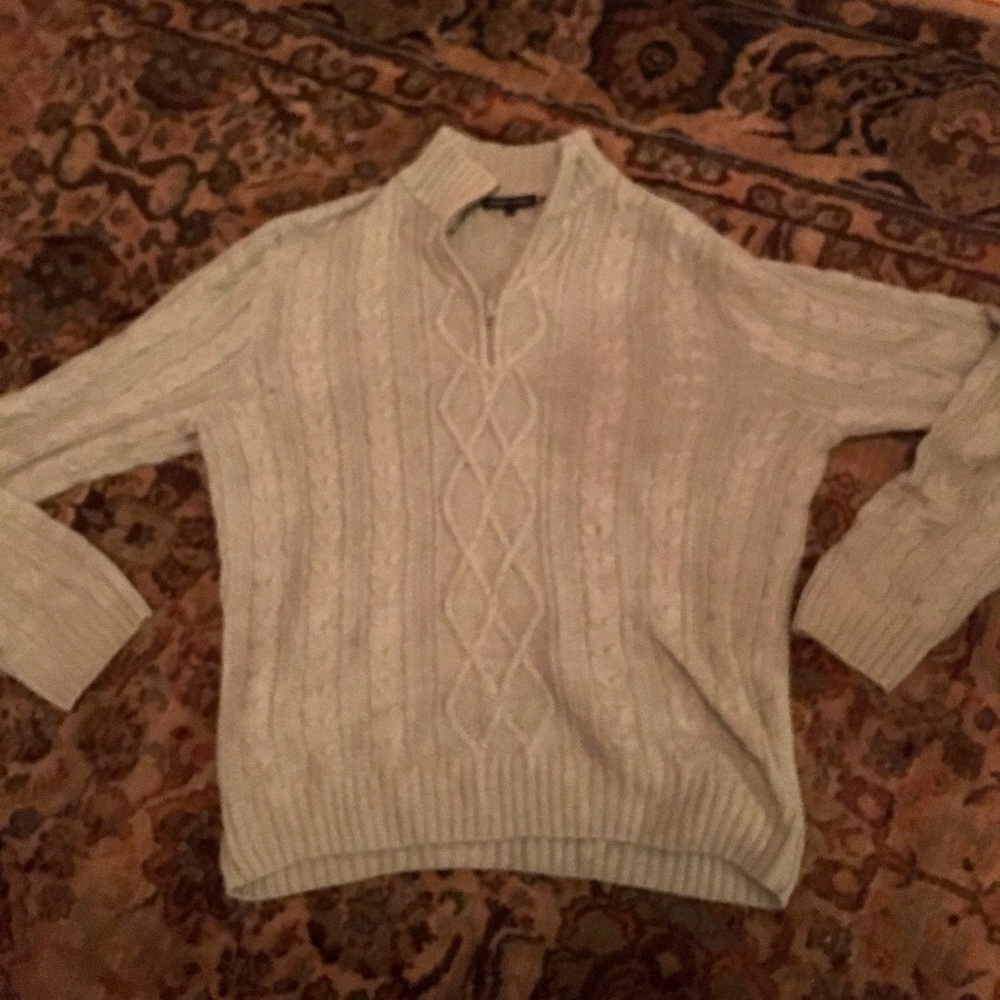 Sage Green Jeanne Pierre Cable Knit Quarter-Zip